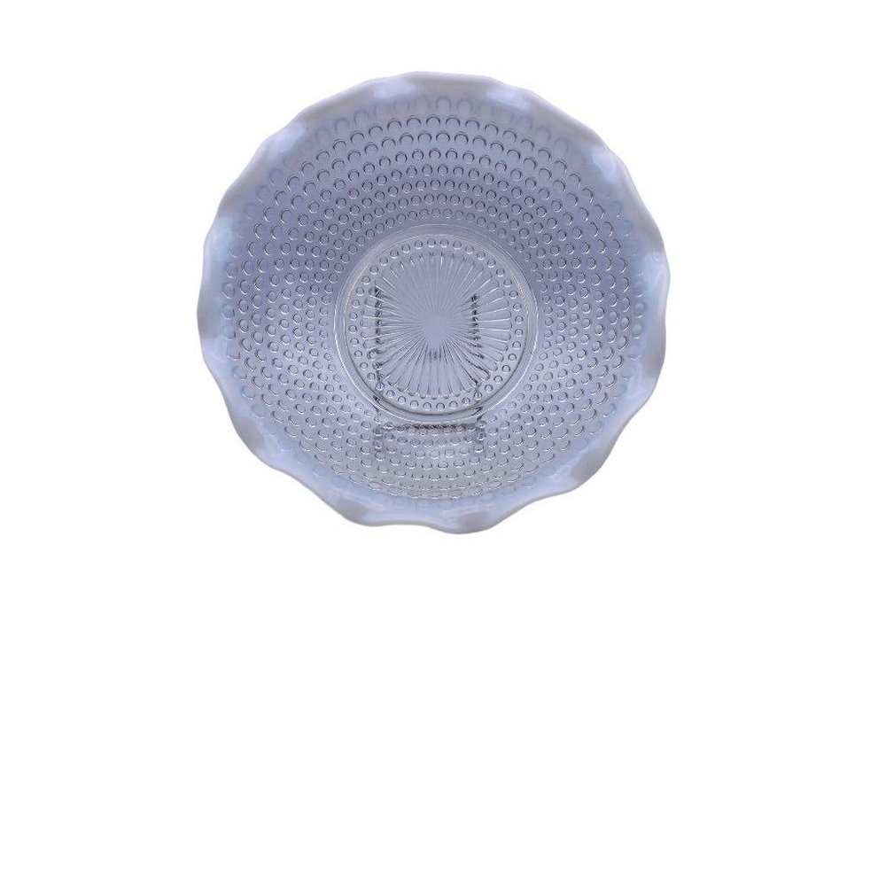 Vintage Anchor Hocking Moonstone Hobnail 9.5" Crimped Round Bowl